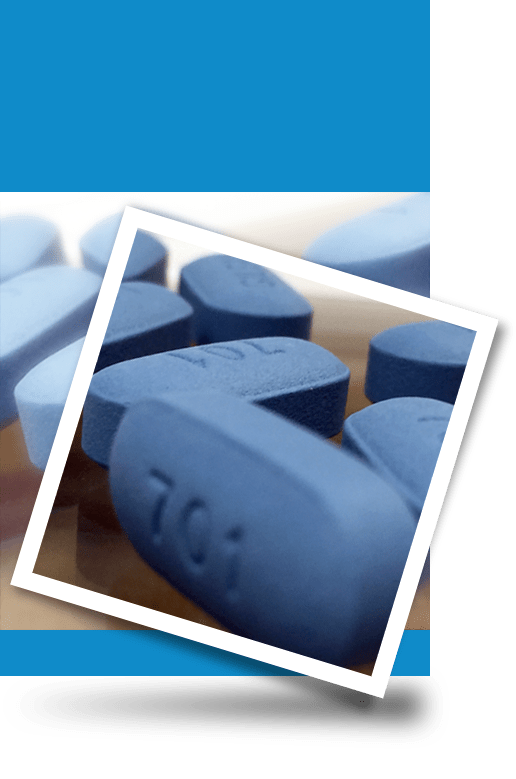 Closeup of a blue pill to represent dangerous drugs with deadly side effects