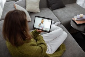 Woman holding tablet